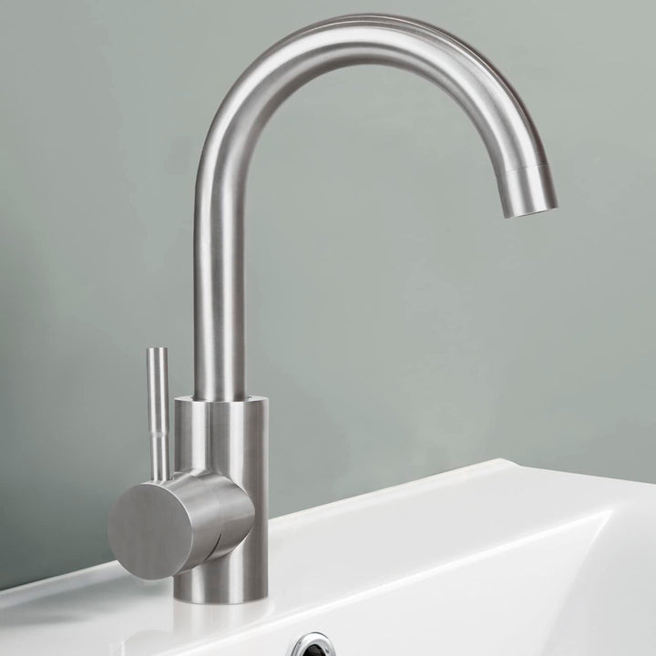 Mursche Wasserhahn Bad Waschtischarmatur Waschbecken - Armatur 360°Drehbar Kaltwasserhahn Hochdruck