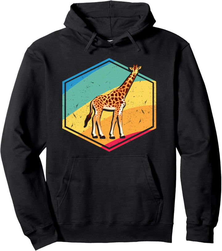 Giraffe Lovers Gift Men Women Boys Girls Retro Style Giraffe Pullover Hoodie