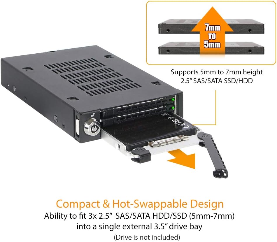 ICY DOCK Wechselrahmen für 3X 2,5 Zoll (6,4cm) SATA SSD/HDD in 1x 3,5 Zoll (8,9cm) - Vollmetall Toug