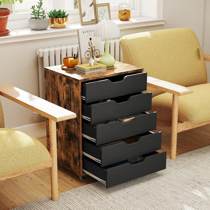 GIANTEX Aktenschrank auf Rollen, Rollcontainer mit Schubladen, mobiler Druckerständer für Home-Offic