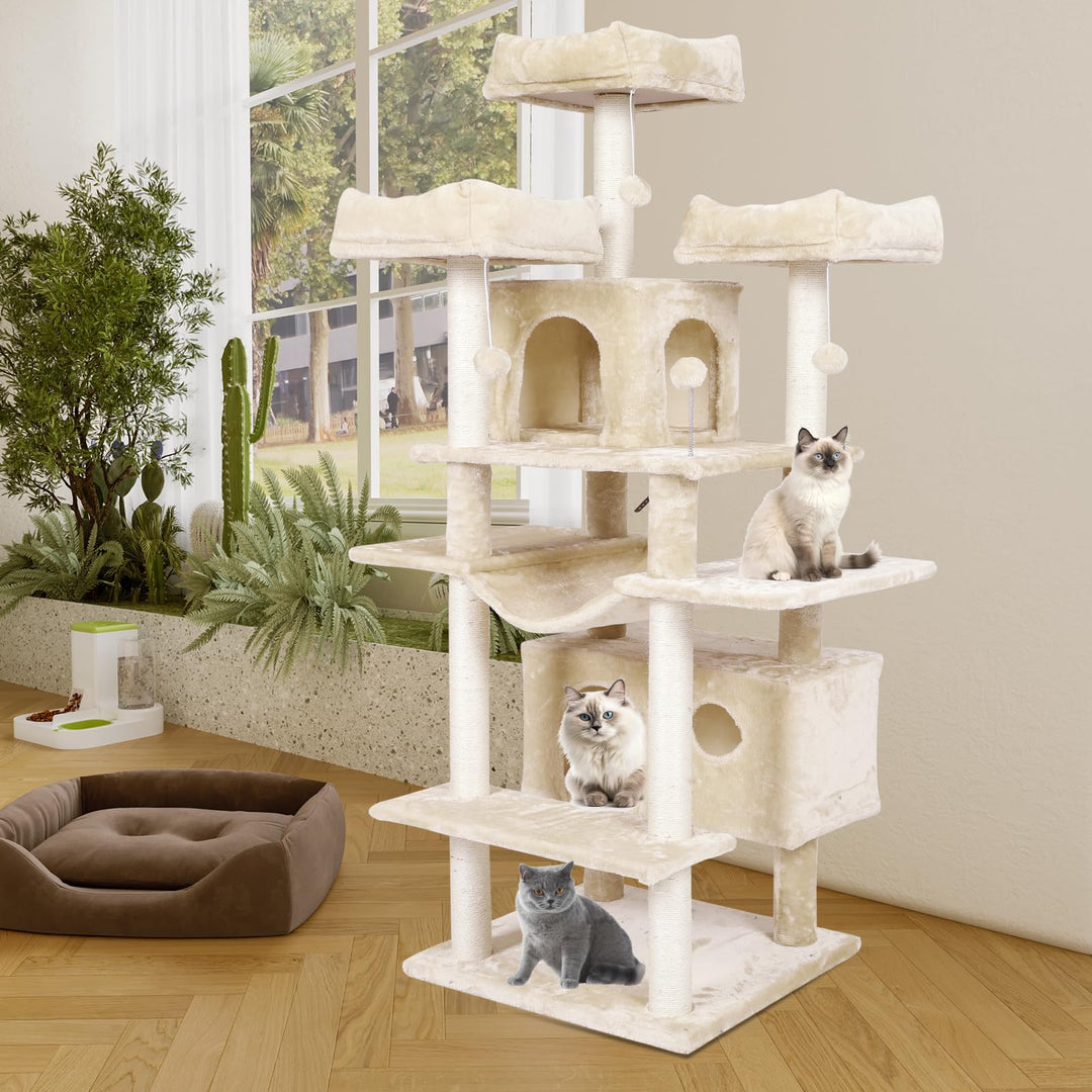 MSmask Kratzbaum gross XXL, 175cm Katzenbaum Katzen stabil mit 3 grosser Aussichtsplattform, Sisal-K