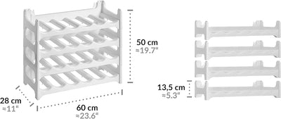 Grizzly Flaschenregal - modulares, stapelbares Design für 24 Flaschen, Weinregal Weiss 4 Module für