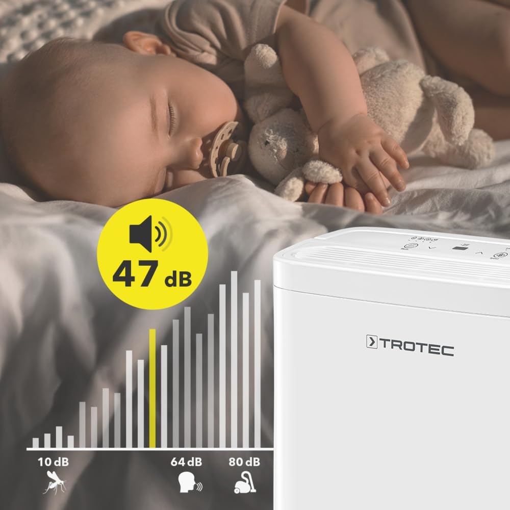 TROTEC Raumentfeuchter elektrisch TTK 27 E – Leistung 12 L/Tag – Fläche 15 m² / 37 m³ – Entfeuchtung