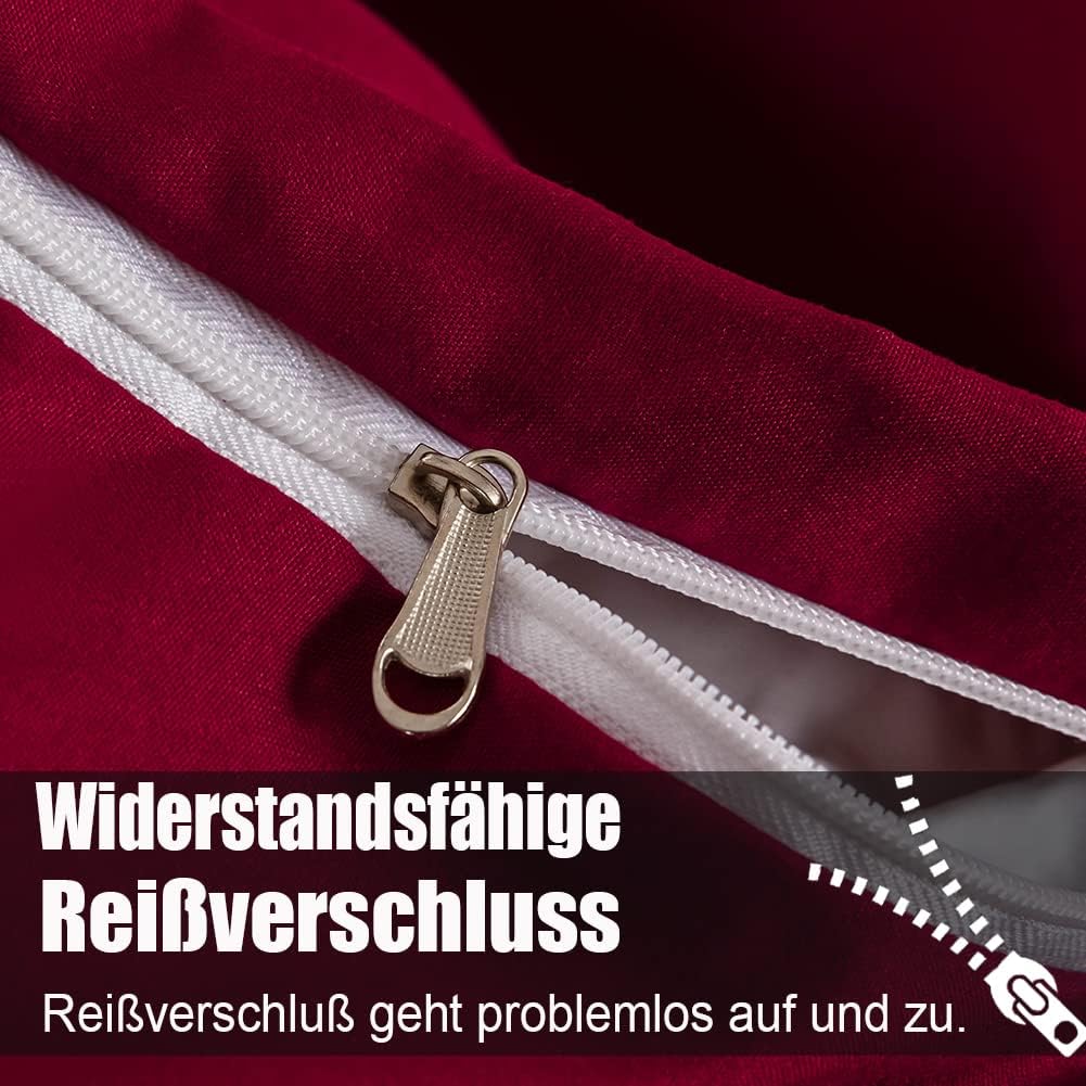 Soifox Bettwäsche 135x200 4teilig Rot - bettwäsche-Sets aus Mikrofaser bügelfrei & knitterfrei Bettb