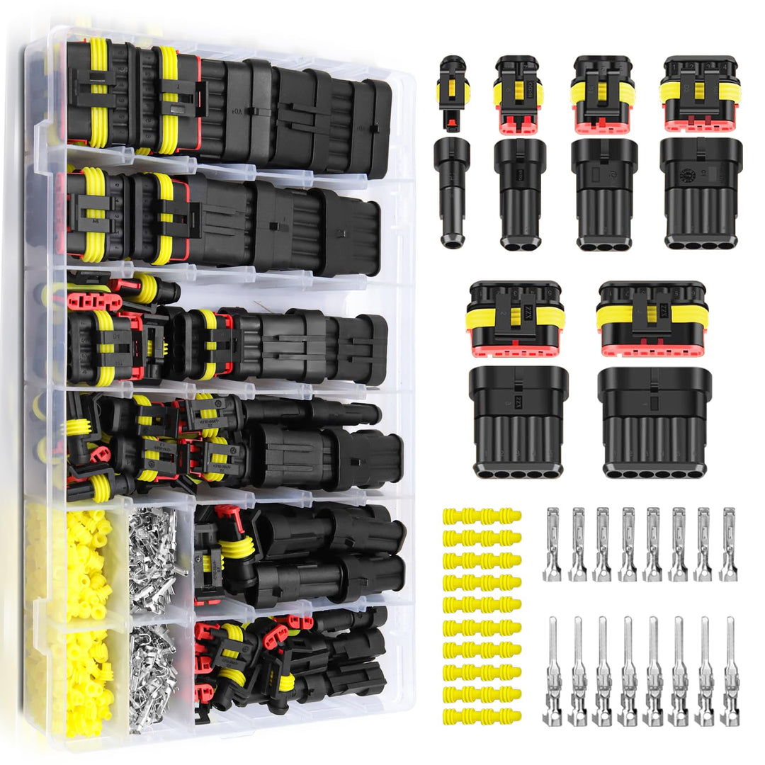 KFZ Stecker Set, 808Pcs KFZ Steckverbinder, wasserdichte Stecker 1/2/3/4/5/5/6 Polig, Superseal Stec