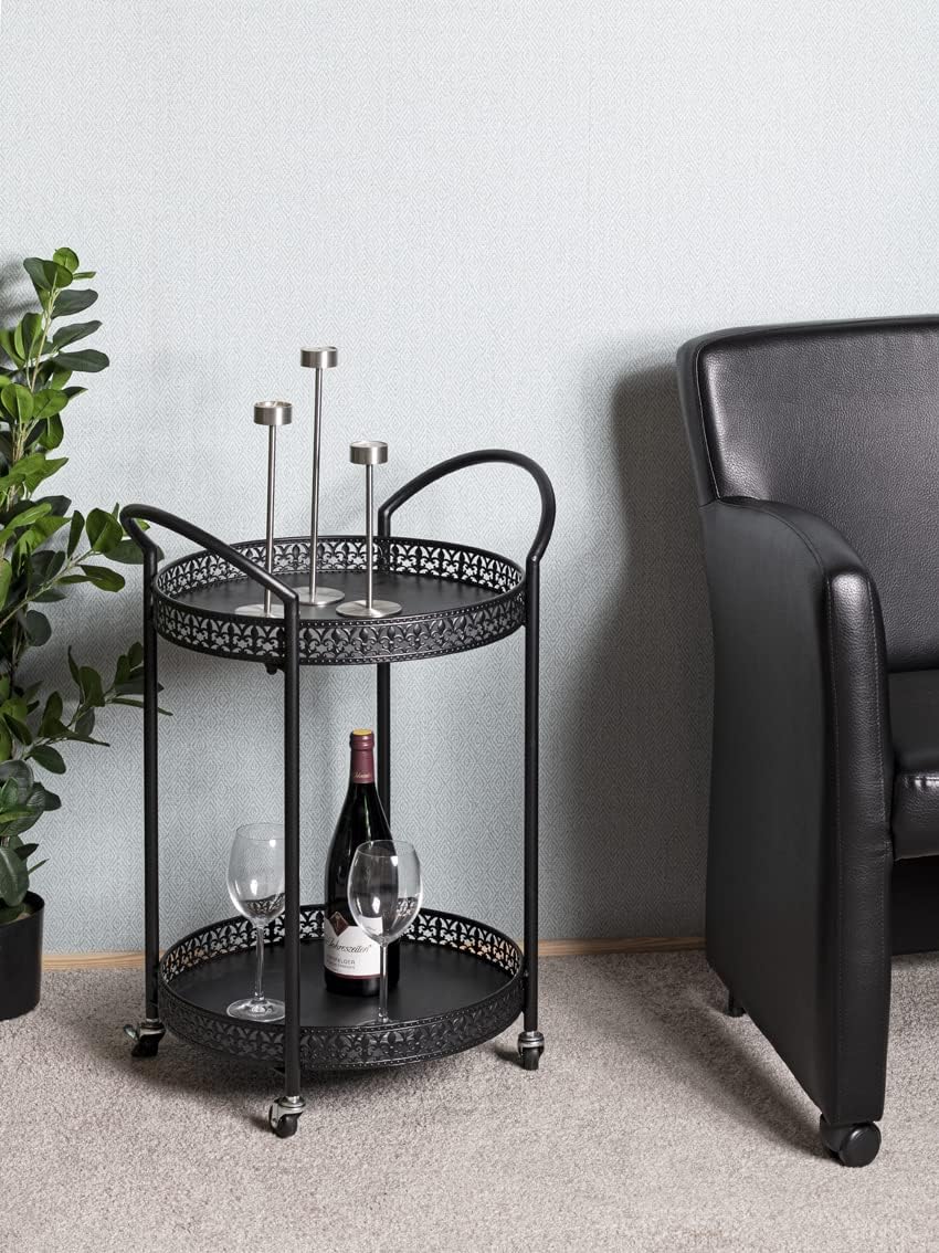 HAKU Servierwagen schwarz, Metall - Masse: B 51 cm x H 71 cm x T 42 cm, Style: Art Deco, Schwarz
