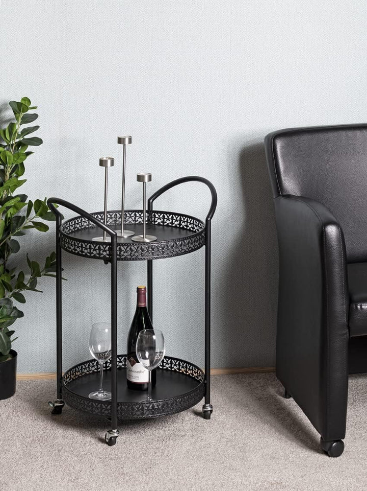 HAKU Servierwagen schwarz, Metall - Masse: B 51 cm x H 71 cm x T 42 cm, Style: Art Deco, Schwarz