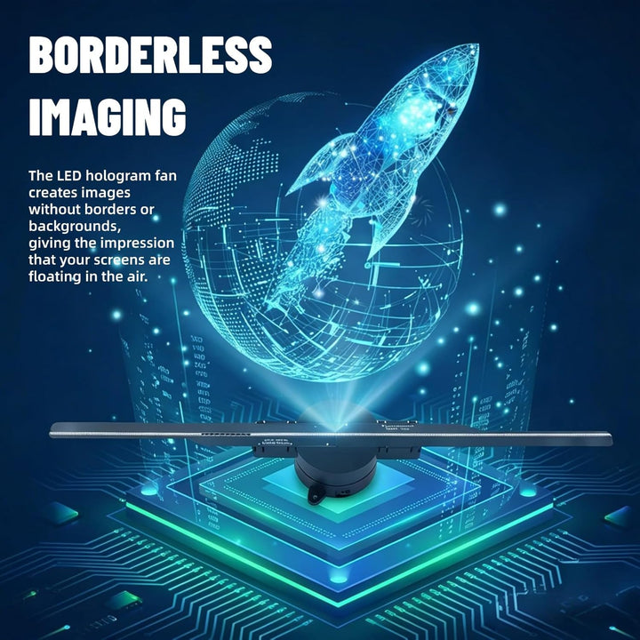 3D Holographic Projector WiFi 16.5 Inch 2000 X 224 with 224 LED Light Beads Hologram Fan LED Ceiling