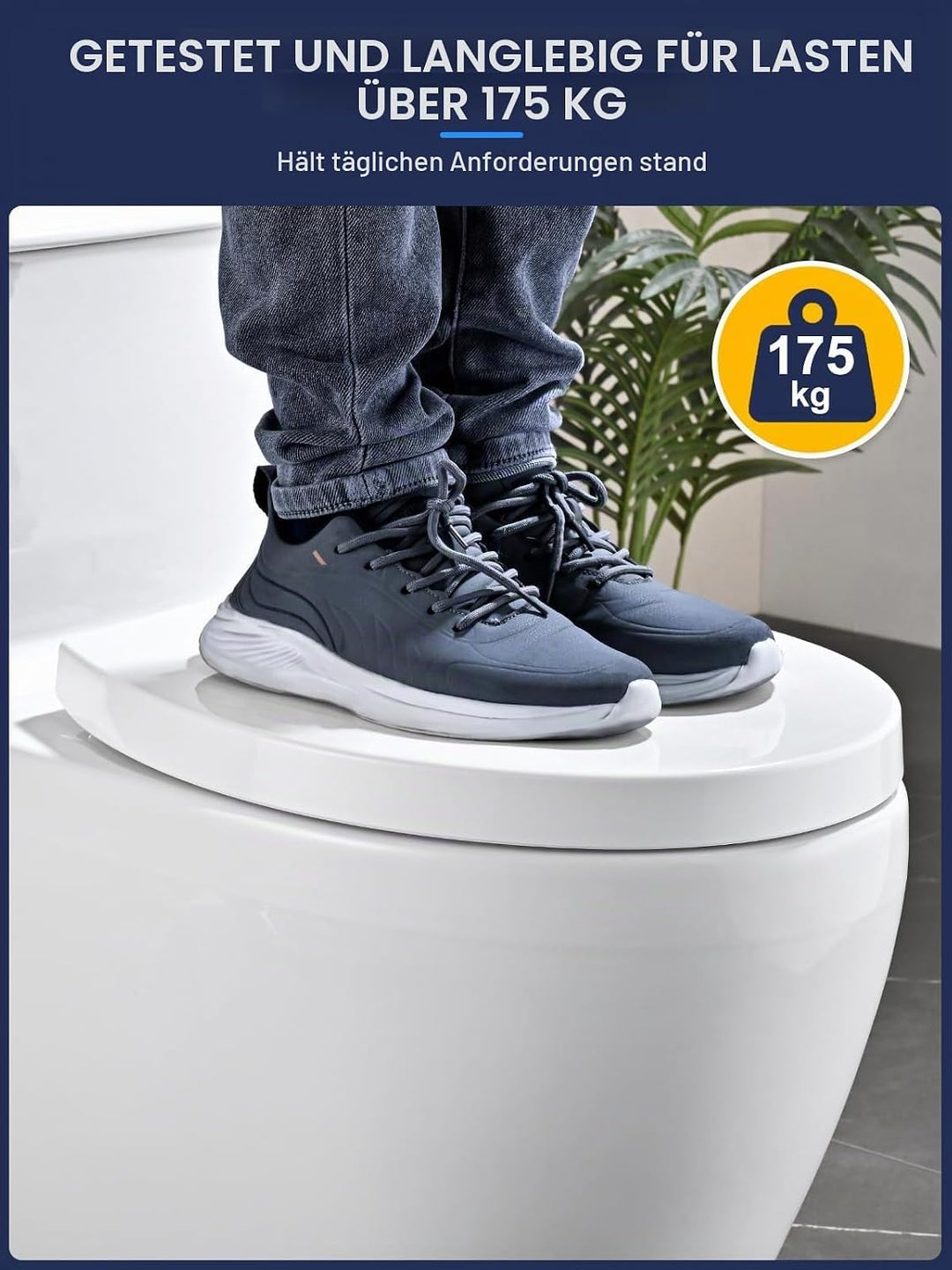 YEAUPE PRO Toilettendeckel mit Absenkautomatik O-Form– WC Sitz aus hochwertigem PP mit Schnellversch