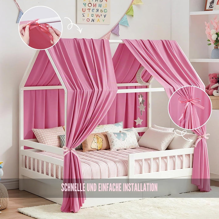 Hausbett Himmel, 2PCS Betthimmel Hausbett, Musselin himmelbett vorhänge, Hausbett Vorhang für Hausbe