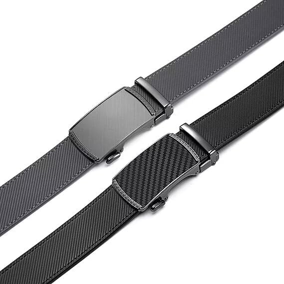 CHAOREN Gürtel Herren 2er-Pack, 35mm Automatik Ledergürtel mit Ratsche - Passgenau Zuschneidbar, Ide
