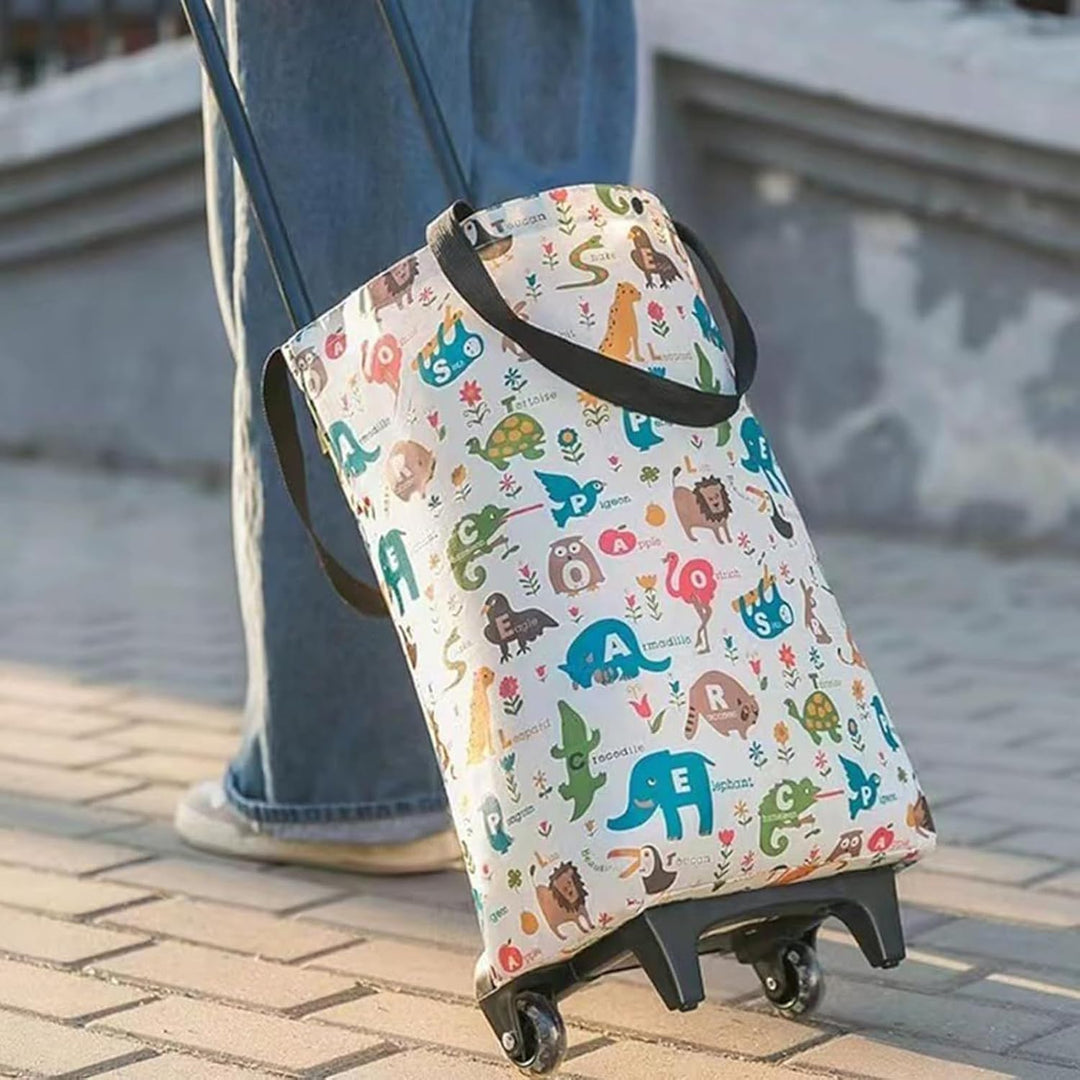 Einkaufstrolley, Faltbare Tragbare Tragetasche Mit Rädern, Rollender Einkaufswagen Modische Einkaufs