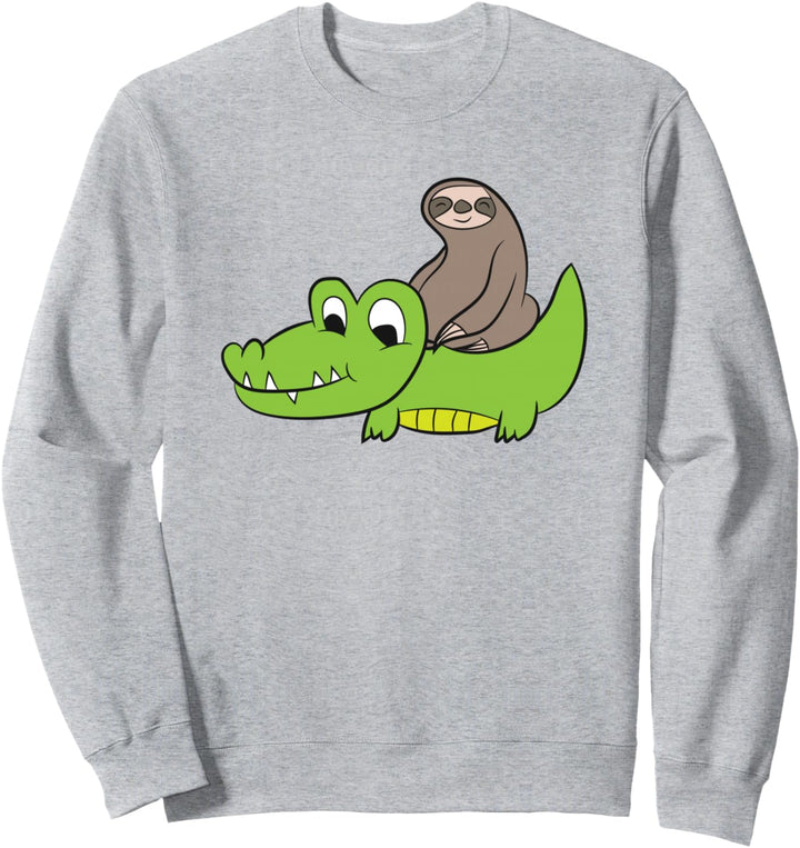 Faultier Reitet Auf Krokodil Kinder Faultier Krokodil Sweatshirt