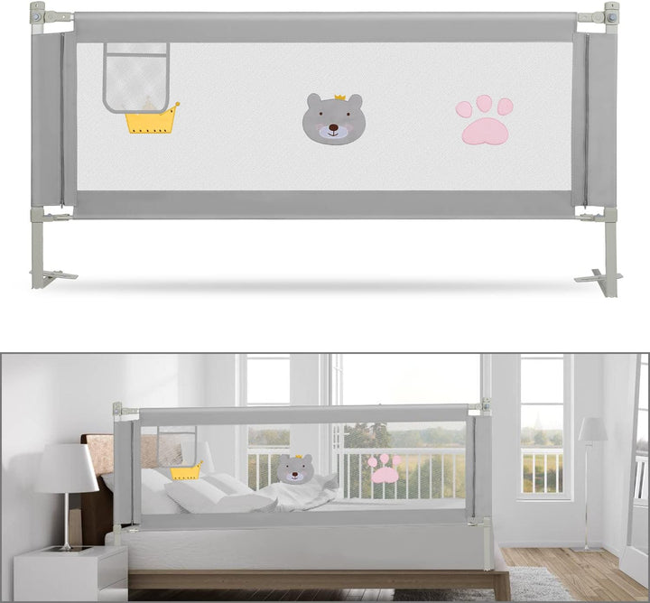 SWANEW Bettgitter 150 cm Bettschutzgitter für Kinder Kinderbettgitter faltbar, Kinderbettschutz zur