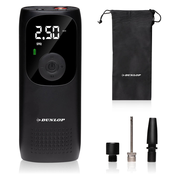 Dunlop Elektrische Luftpumpe 150PSI - Akku Kompressor mit USB-C Anschluss - Fahrradpumpe alle Ventil