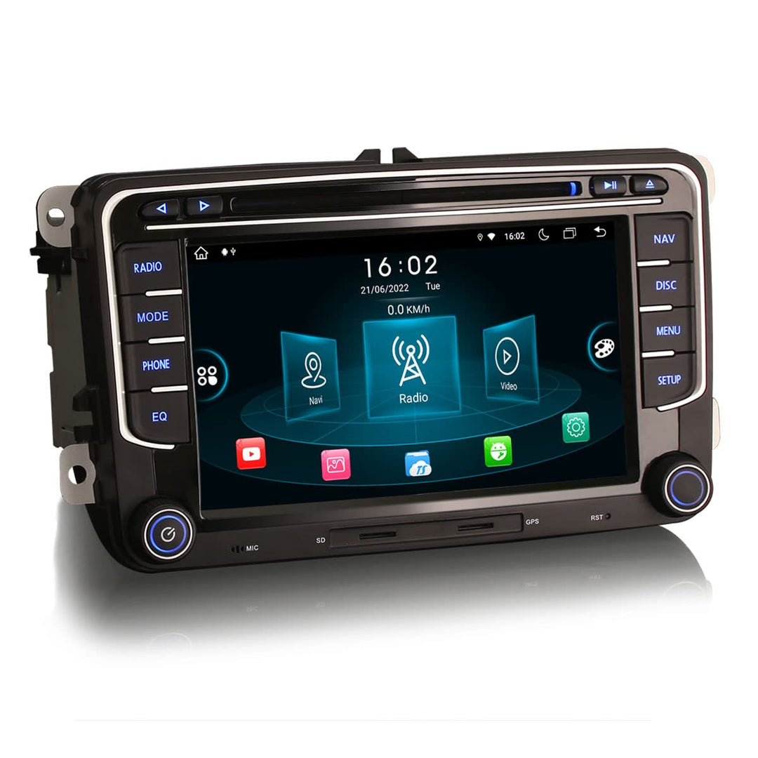 Erisin Android 14 8-Kern 4GB + 64GB Autoradio Mit GPS für VW Passat Golf 5/6 Touran Caddy Skoda Seat