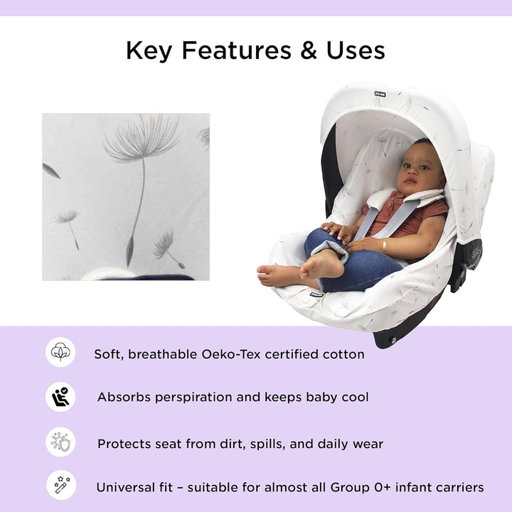 Original Dooky Seat Cover Schonbezug Dandelion für Babyschale Universalgrösse geeignet für 3 und 5 P