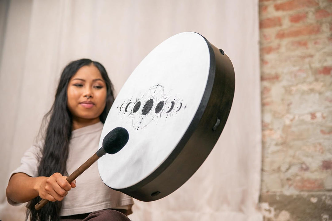 Sonic Energy Trommel Mondphasen – 45,7 cm – Schamanisches Instrument mit Kunststofffell – Für Medita