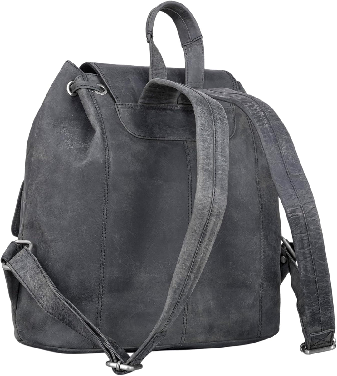 STILORD 'Larissa' Grosser Echt Leder Rucksack im Vintage Look - Stilsicher Unterwegs Sein, Carbon -