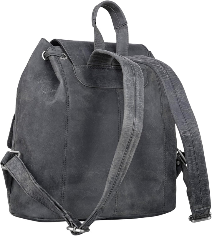 STILORD 'Larissa' Grosser Echt Leder Rucksack im Vintage Look - Stilsicher Unterwegs Sein, Carbon -