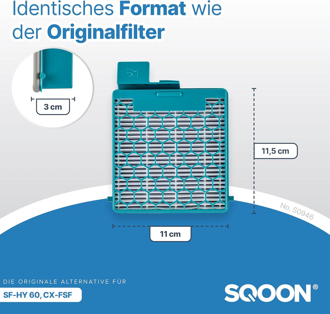 SQOON® Staubsaugerfilter für Miele, Ersatzfilter, Zubehör für Miele Filter, Miele Boost CX1 Filter,