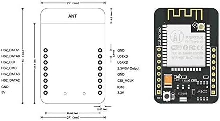 TECNOIOT 5pcs Camera Module ESP32-CAM Bluetooth Module WiFi Board Development ESP32 OV2640 (Camera I