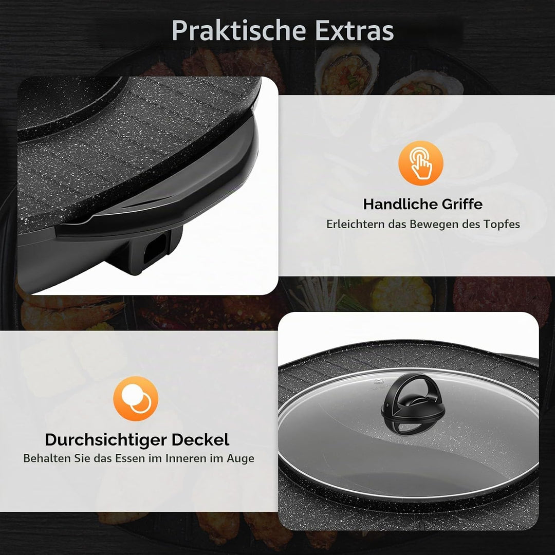 2 in 1 Hot Pot Küche Multifunktions BBQ Elektro Hotpot Ofen Rauchfreie Grillpfanne Grillmaschine Ele