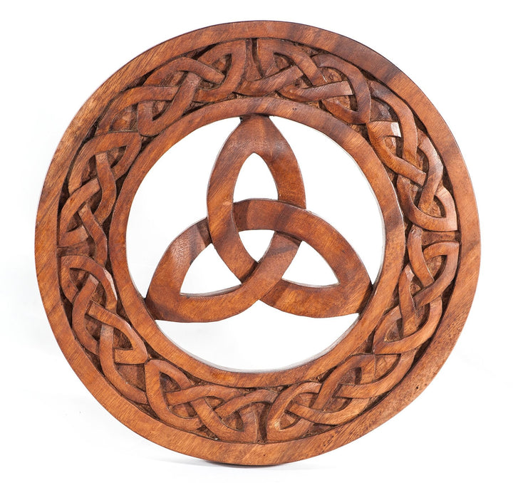 Windalf Celtic Holzbild RIGANI Ø 30 cm Triade Keltsche Hochzeit Wandkunst Handarbeit aus Holz