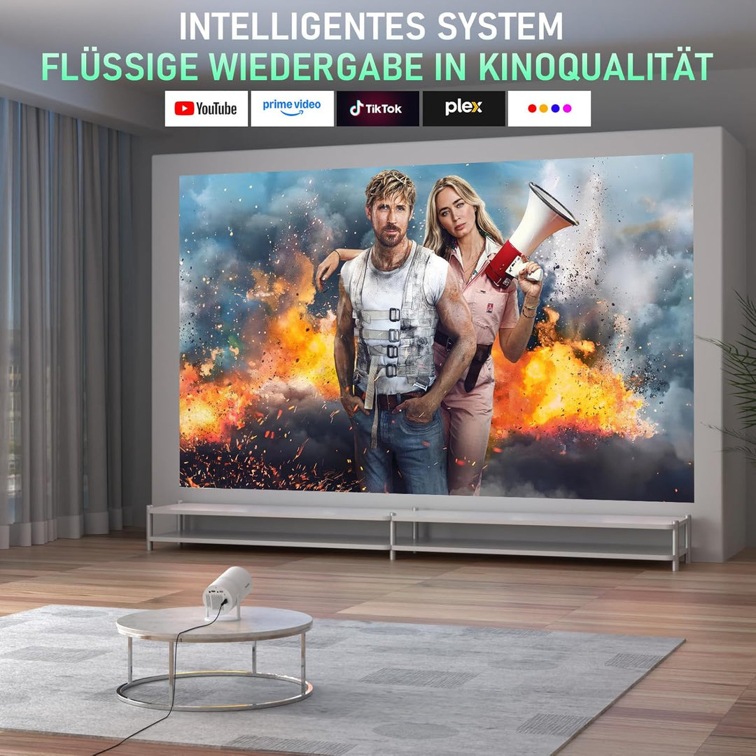 [Netflix-zertifizierter & Elektrischer Focus] Mini Beamer 4K Unterstützung mit WiFi & Bluetooth Proj