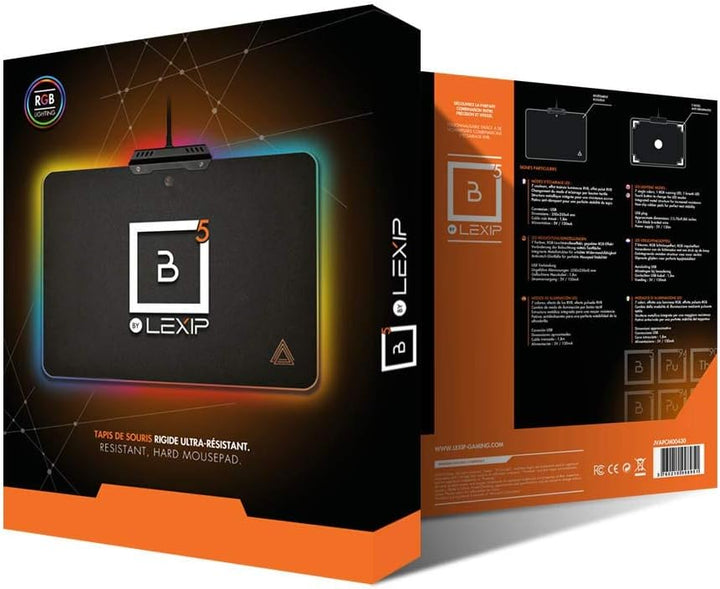 Lexip B5 Gaming Mauspad - RGB starres Mousepad - Farben Einstellung Touch - Reibungsarme Oberfläche