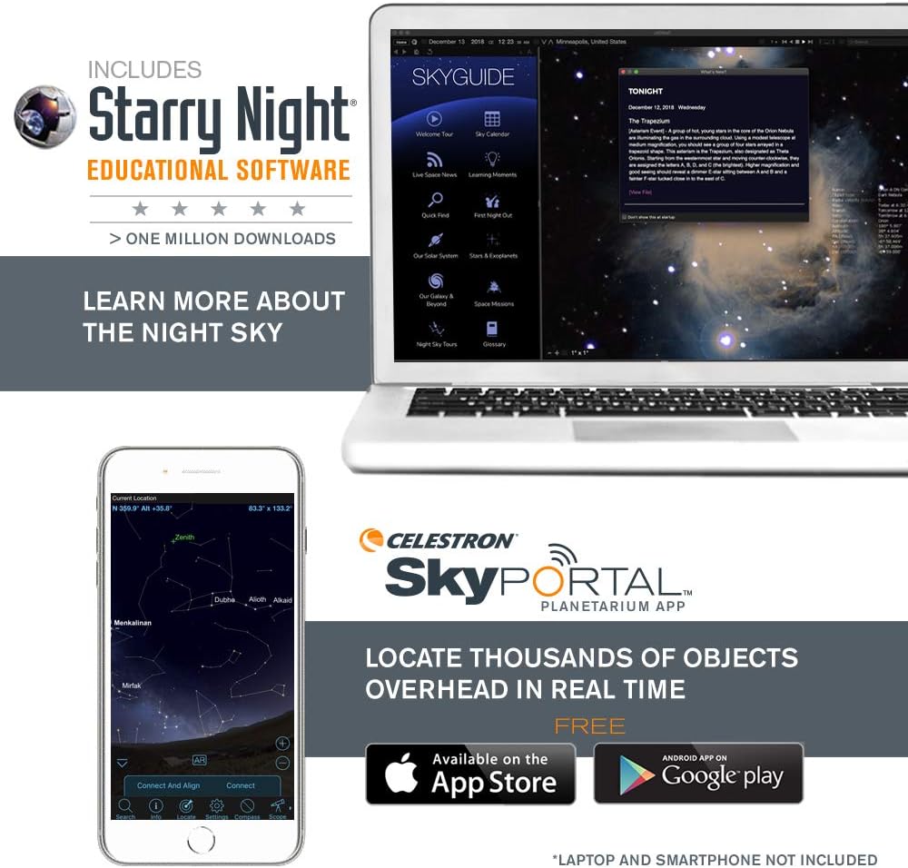 Celestron 21064 AstroMaster 90EQ Refraktor-Teleskop - mit Zwei Okularen, seitenrichtigem Spiegel, hö