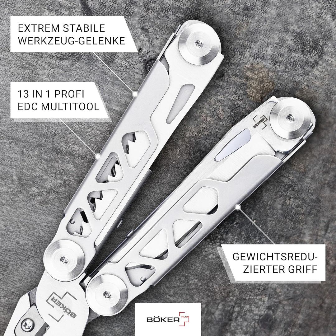 BÖKER PLUS® Specialist Pro - EDC Muti-Tool mit Clip &amp; Gürtel-Tasche - Edelstahl Multifunktions-Werkz
