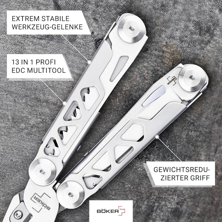 BÖKER PLUS® Specialist Pro - EDC Muti-Tool mit Clip &amp; Gürtel-Tasche - Edelstahl Multifunktions-Werkz