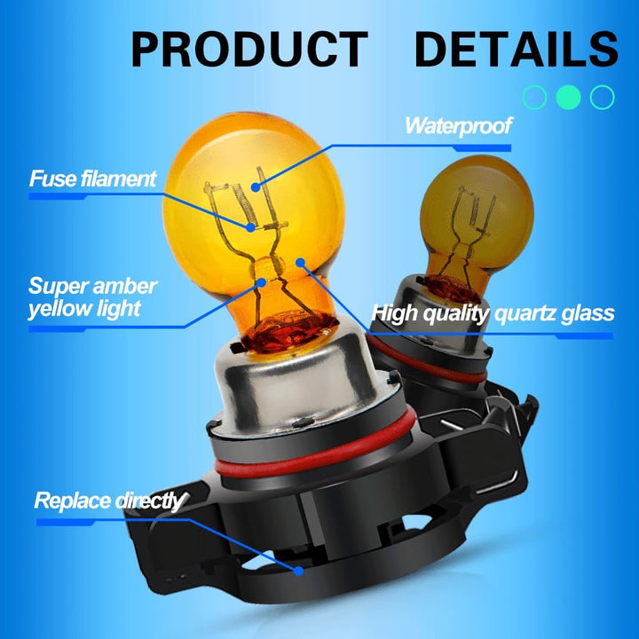 SOFOC PSY24W Birne 12V Blinker Vorne Amber Gelb Nebelscheinwerfer Ersatz Halogenbirne 24W 2Stk Gelb
