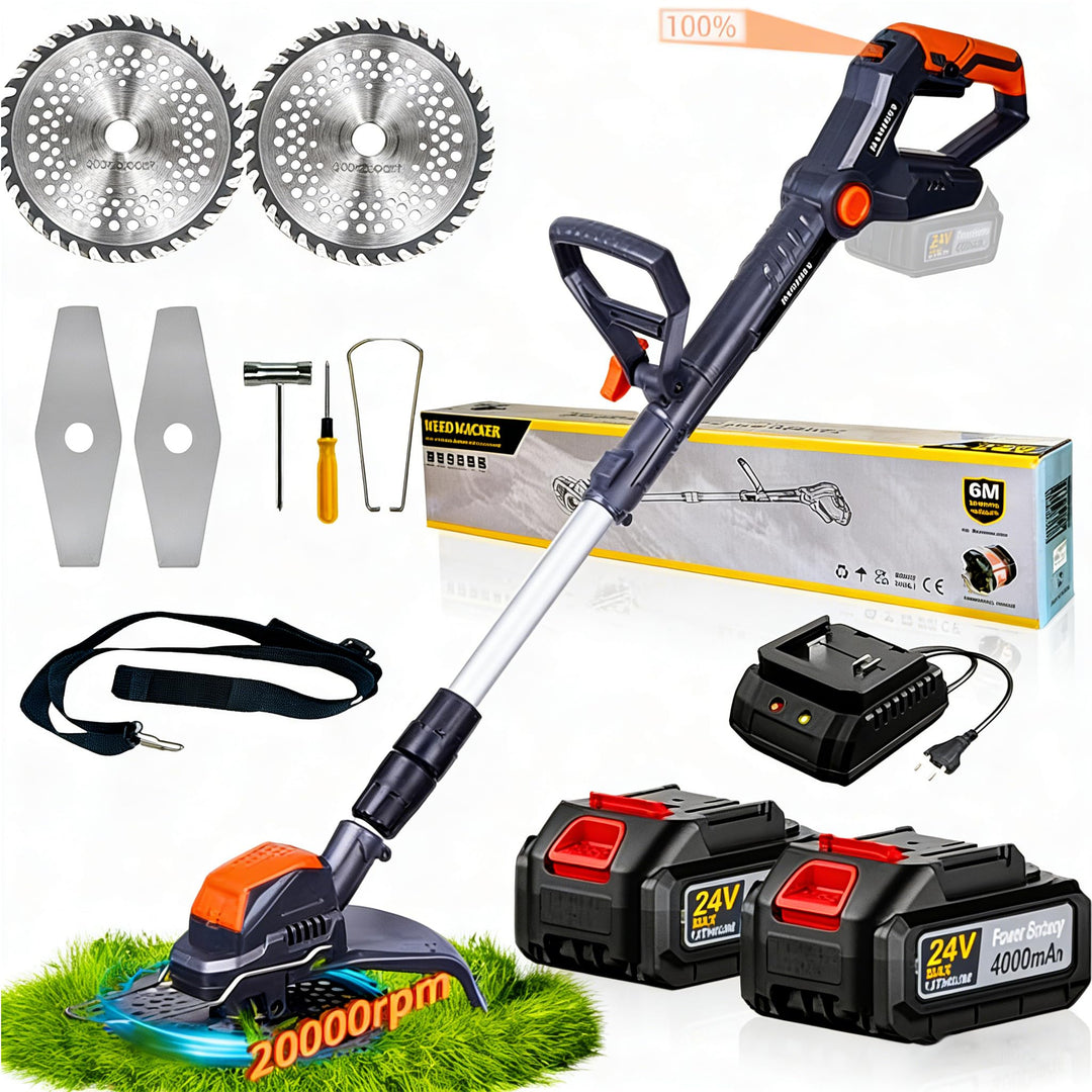 Akku Rasentrimmer Mit Akku und Ladegerät,Freischneider Akku Mit 1300W Motor, für Gartenpflege (Grey1
