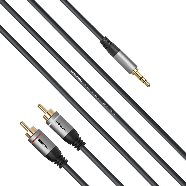 celexon 2x Cinch auf 3,5mm Stereo Klinke Audiokabel 5,0m - Plug &amp; Play - Professional Line 5,0 m 2x