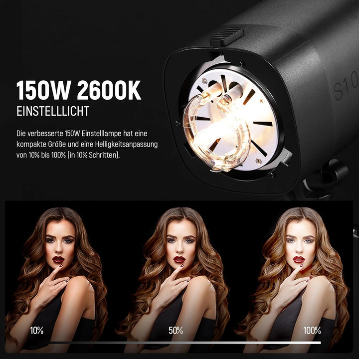 NEEWER 600Ws Studio Monolight Strobe Flash Set 2er Pack S101-300W PRO 5600K Blitzlicht Studio mit 2,