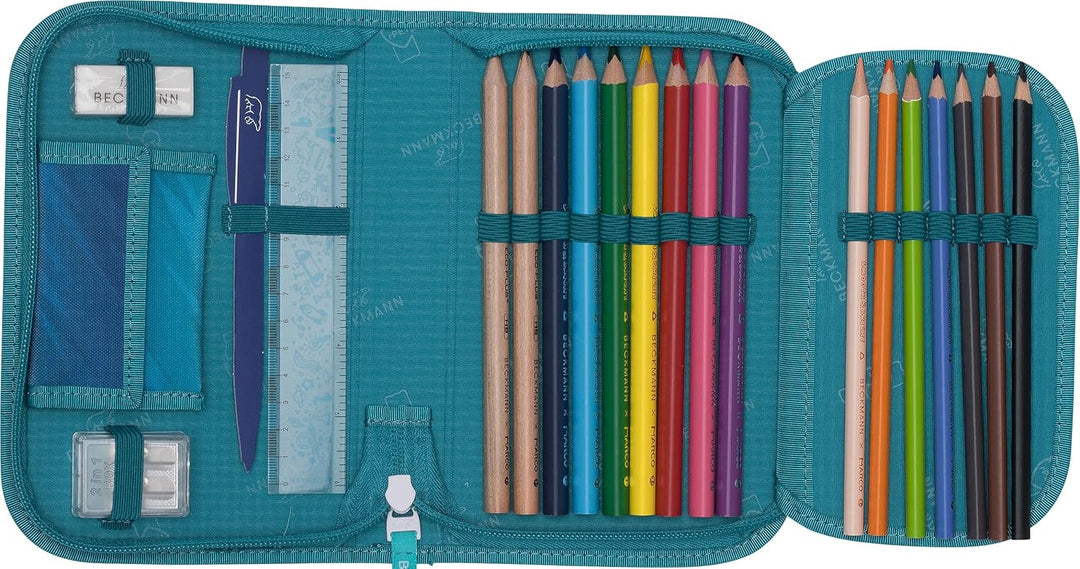 Beckmann, Federmappe Racing, mit Inhalt, Mäppchen Federtasche, Grundschule, 1. Klasse, Green, Racing