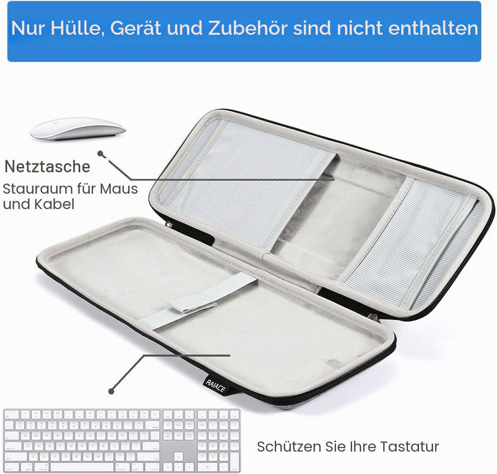 RAIACE Hartschalenkoffer für Apple Magic Keyboard + Magic Mouse Steht nur der Koffer. - Grau (graues
