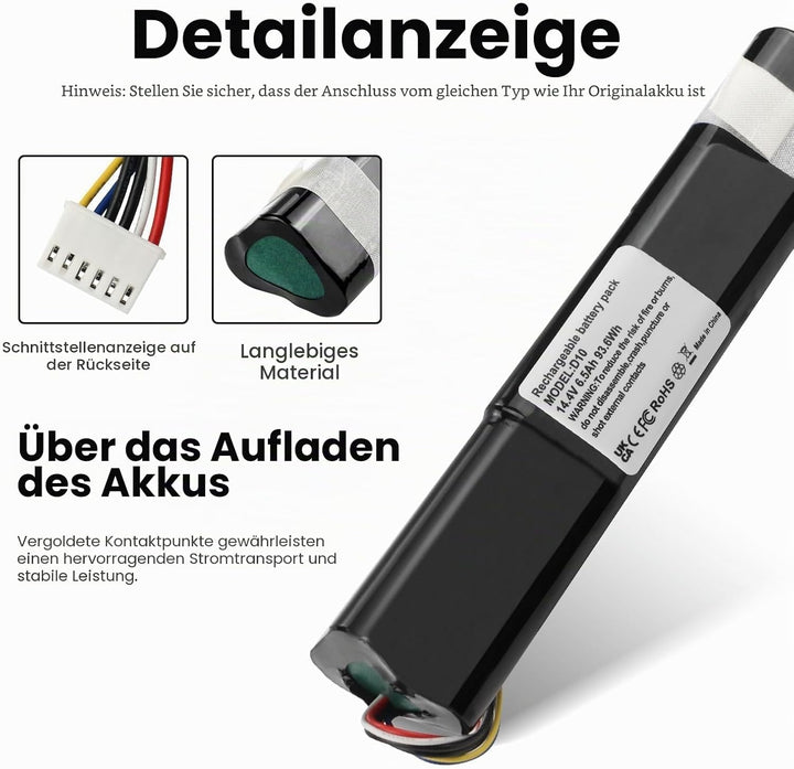 ANTIEE 6500mAh Robot Ersatz Akku für Neato Robotics D8 D9 D10 945-0356 945-0373 905-0596 205-0023 20