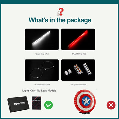 cooldac Led Licht Kit für Lego 76262 Marvel Captain Americas Schild Set (Nur Beleuchtung, Kein Lego)