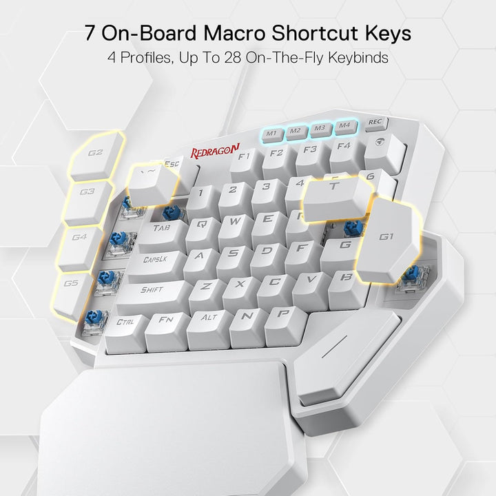 Redragon K585 DITI Einhändige mechanische RGB-Gaming-Tastatur, Typ-C-Profi-Gaming-Tastatur mit 7 int