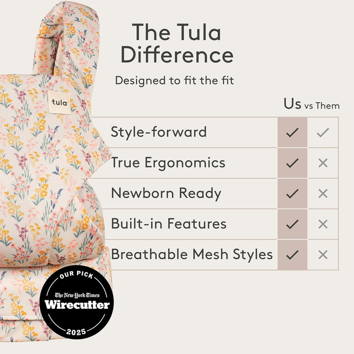Tula Explore Mesh Babytrage für Neugeborene ab Geburt, 3-in-1 Baby-Tragetasche mit Mesh Rückenpanel,