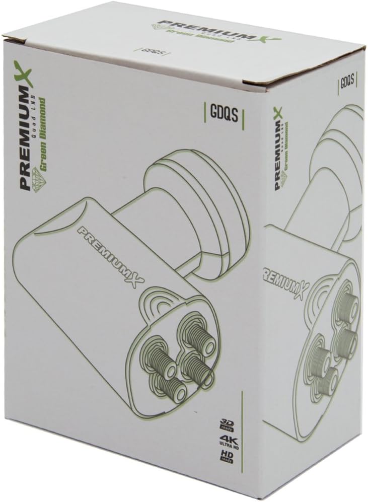 Premium X Green Diamond GDQS Quad LNB 0,1dB Quattro Switch FullHD 4K SAT TV bis 4 Teilnehmer, Quad L