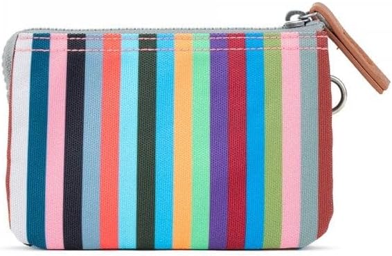 Roka London Carnaby Kleine recycelte Leinwand Multi Stripe, Bunt gestreift, S, Münzgeldbörse S Bunt