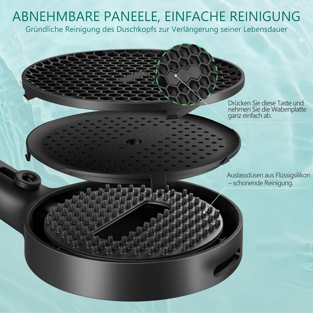 Duschkopf Gross Hochdruck XXL Regenduschkopf mit 3+1 Strahlarten, 130mm Gross Handbrause Duschkopf W