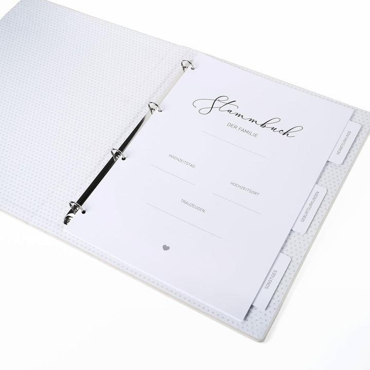 Stammbuch Hochzeit Beige-Grau Gold Samt Velour, handgefertigt inkl. vorgedruckten Innenseiten -Stand