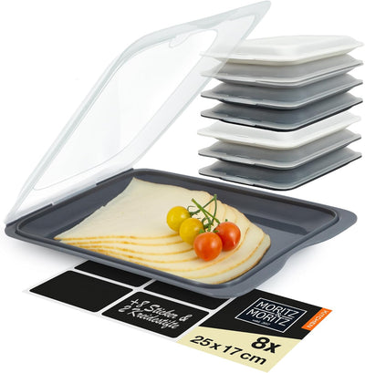 Moritz & Moritz Aufschnittdosen 8er Set Aufschnittbox stapelbar - Frischhaltedosen mit Deckel zur Au