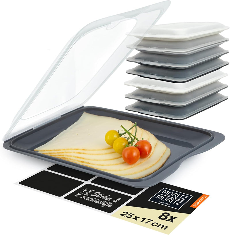 Moritz & Moritz Aufschnittdosen 8er Set Aufschnittbox stapelbar - Frischhaltedosen mit Deckel zur Au