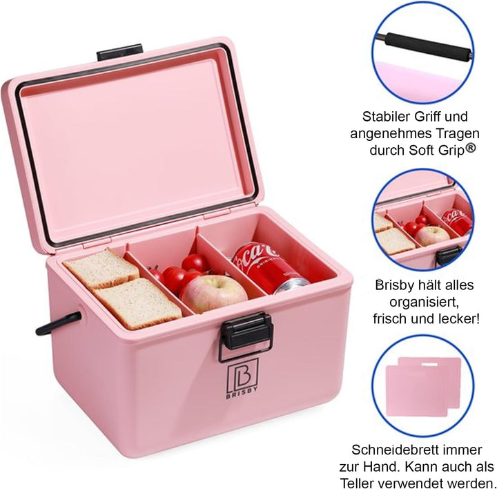 Brisby Kühlbox 12 Liter - Kühlbox ohne Strom, 40 Stunden kühl, Inklusive 2 grosse Kühlelemente 200ML